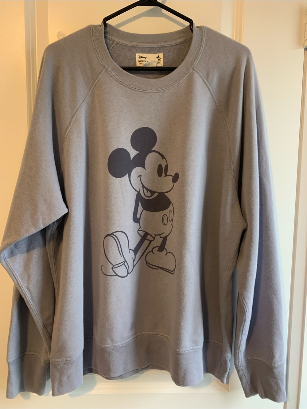 Disney Women's Gray Crewneck Sweatshirt with Classic Mickey Print